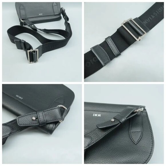 100% Authentic DIOR Saddle Dior Oblique Black Leather Crossbody Bag - Picture 7 of 12